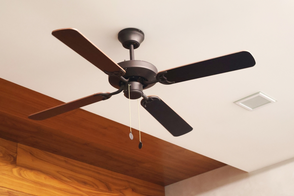 Wooden ceiling fan.
