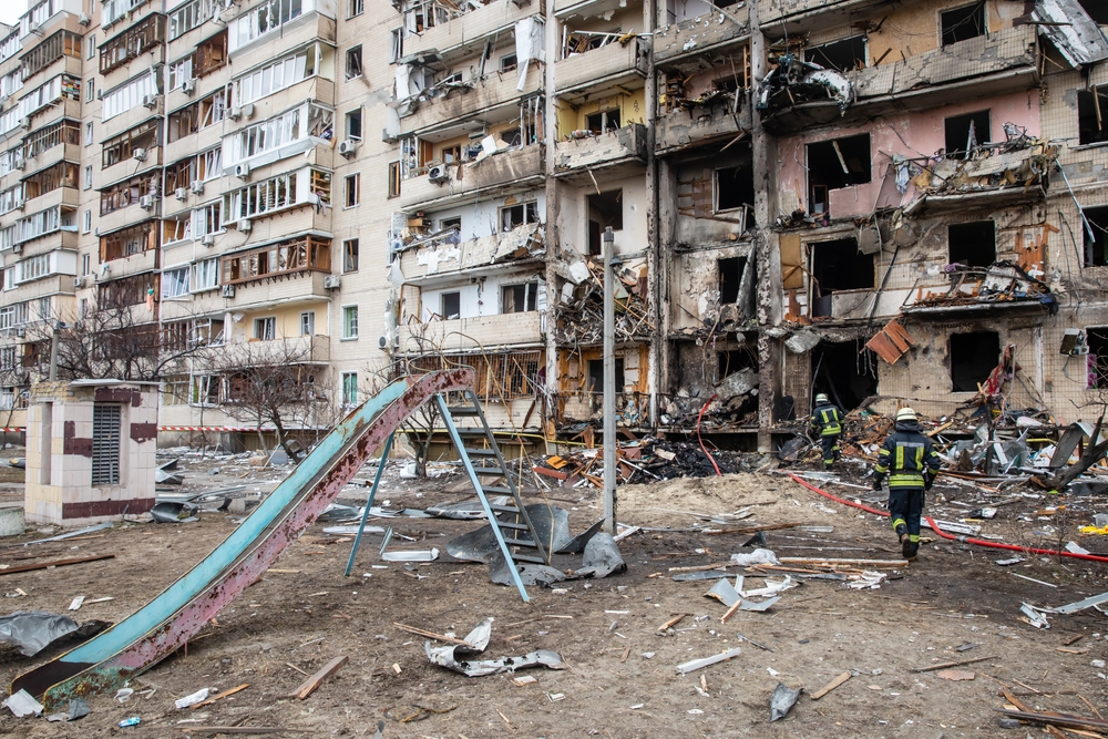 Bombed out city in Ukraine.