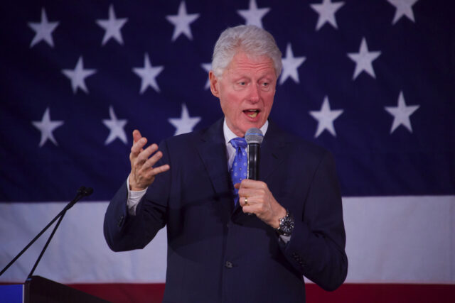 President Bill Clinton giving a speech.