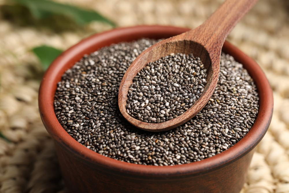 Bowl of chia seeds.