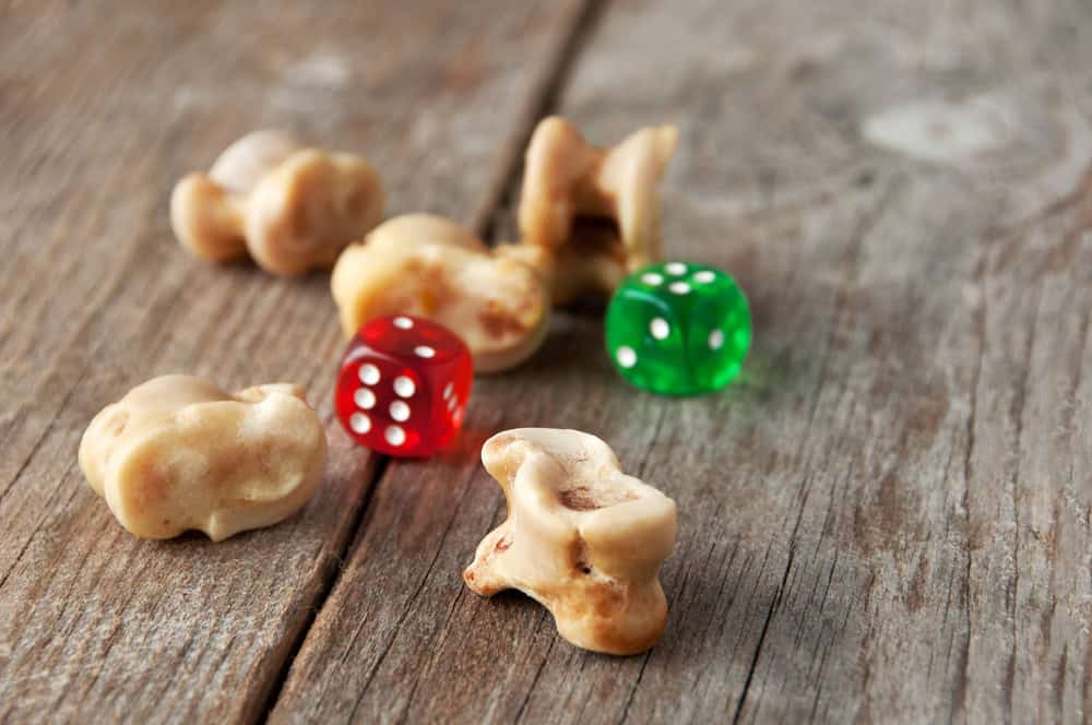 Dice on a table. 