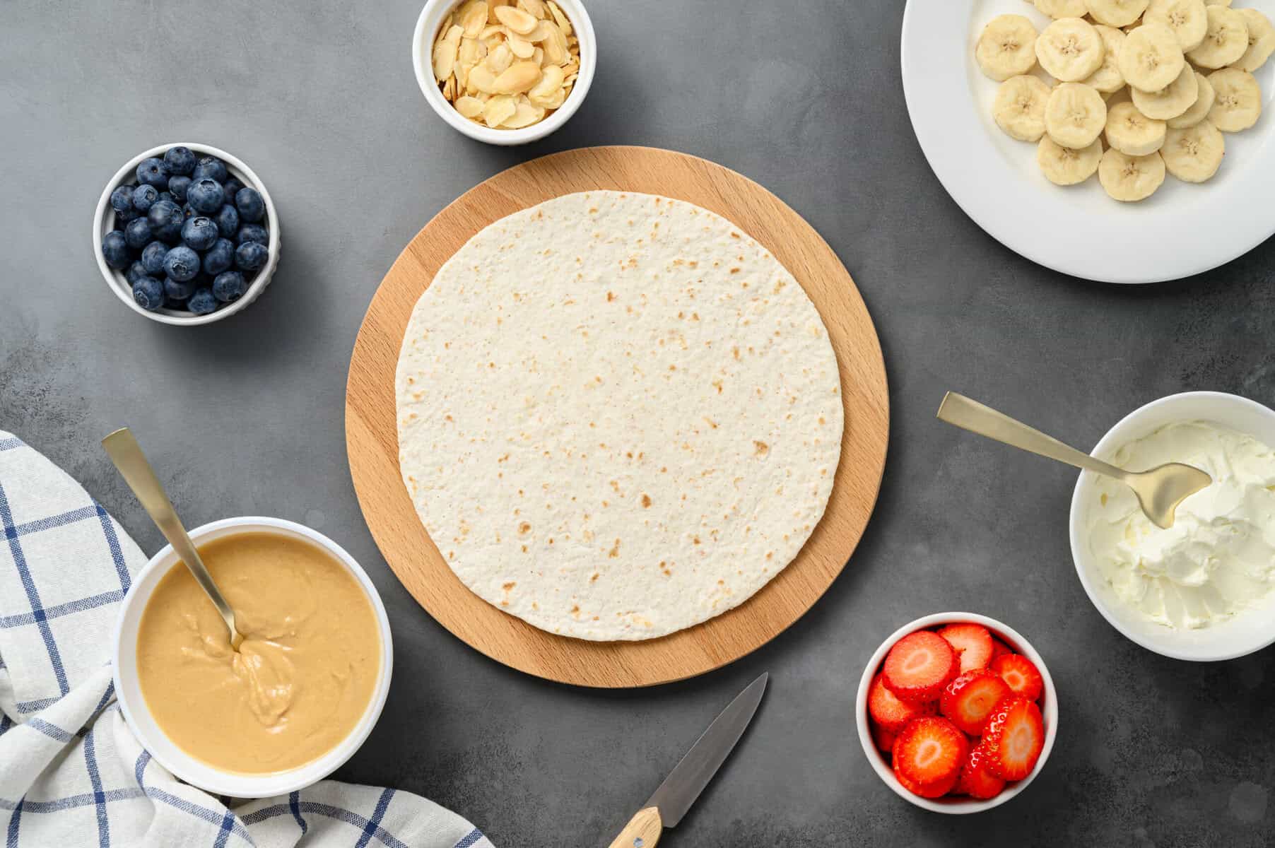 Peanut butter and banana quesadilla.