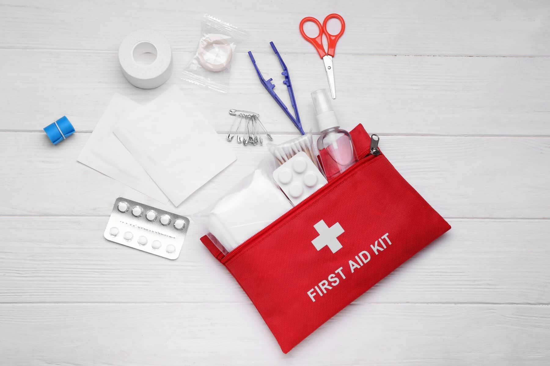 Travel first aid kit.