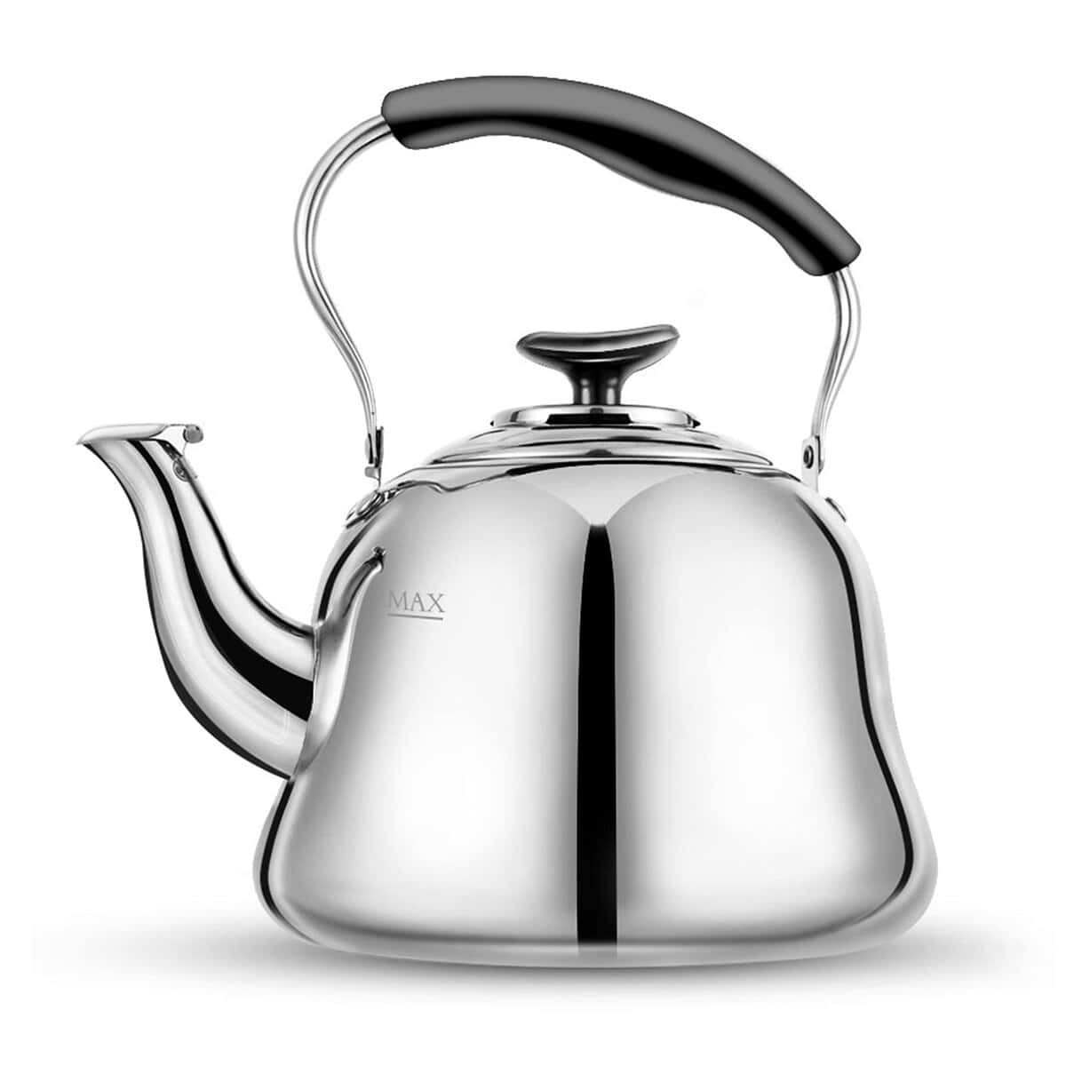 A silver tea kettle. 