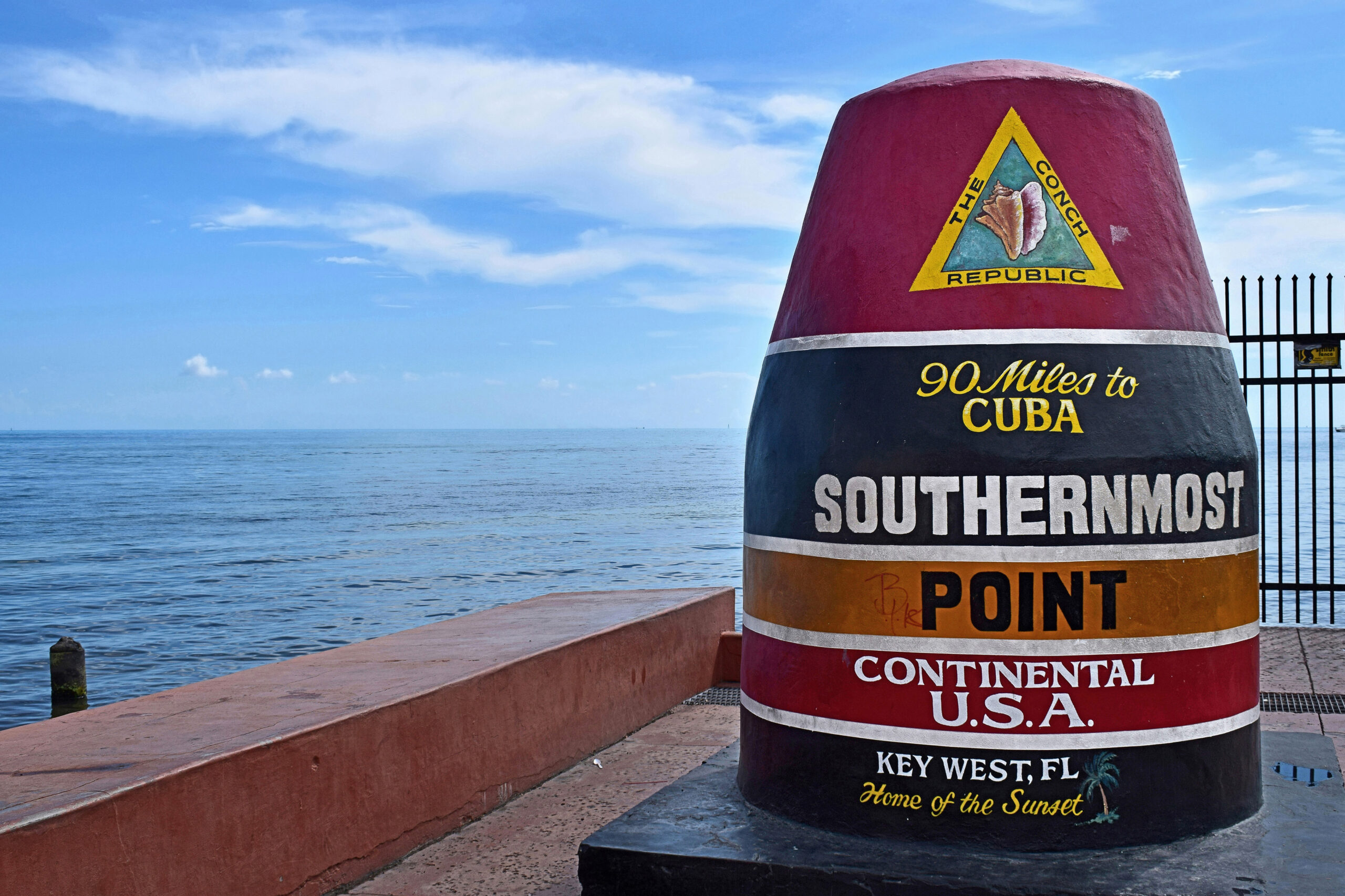 Southernmost point buoy in Key West, FL.