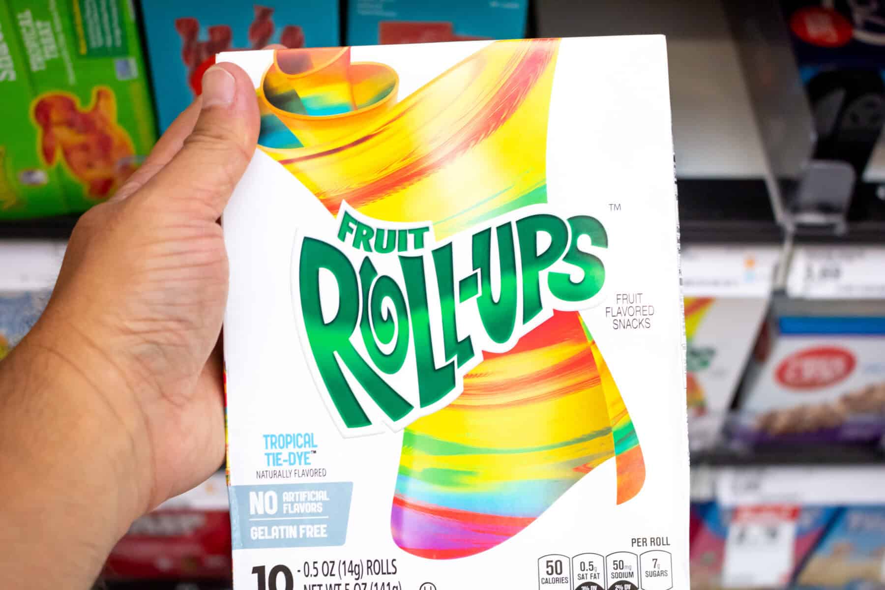 Fruit Roll-Ups in the supermarket.