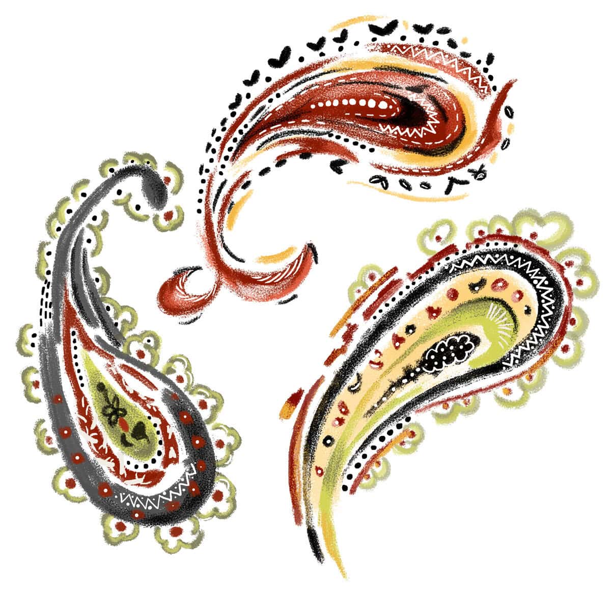 A traditional paisley pattern.