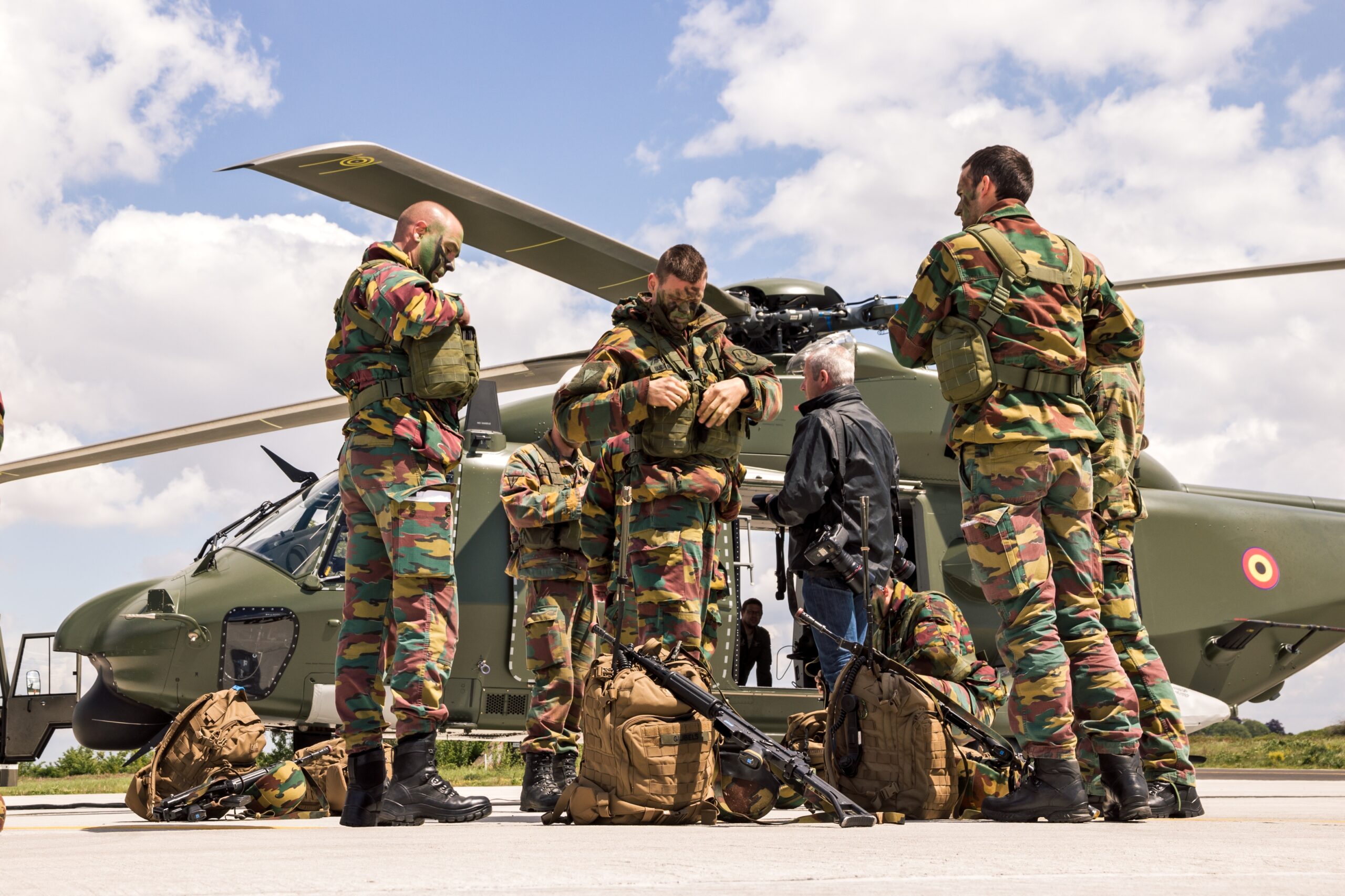 Army soldiers on a base. 