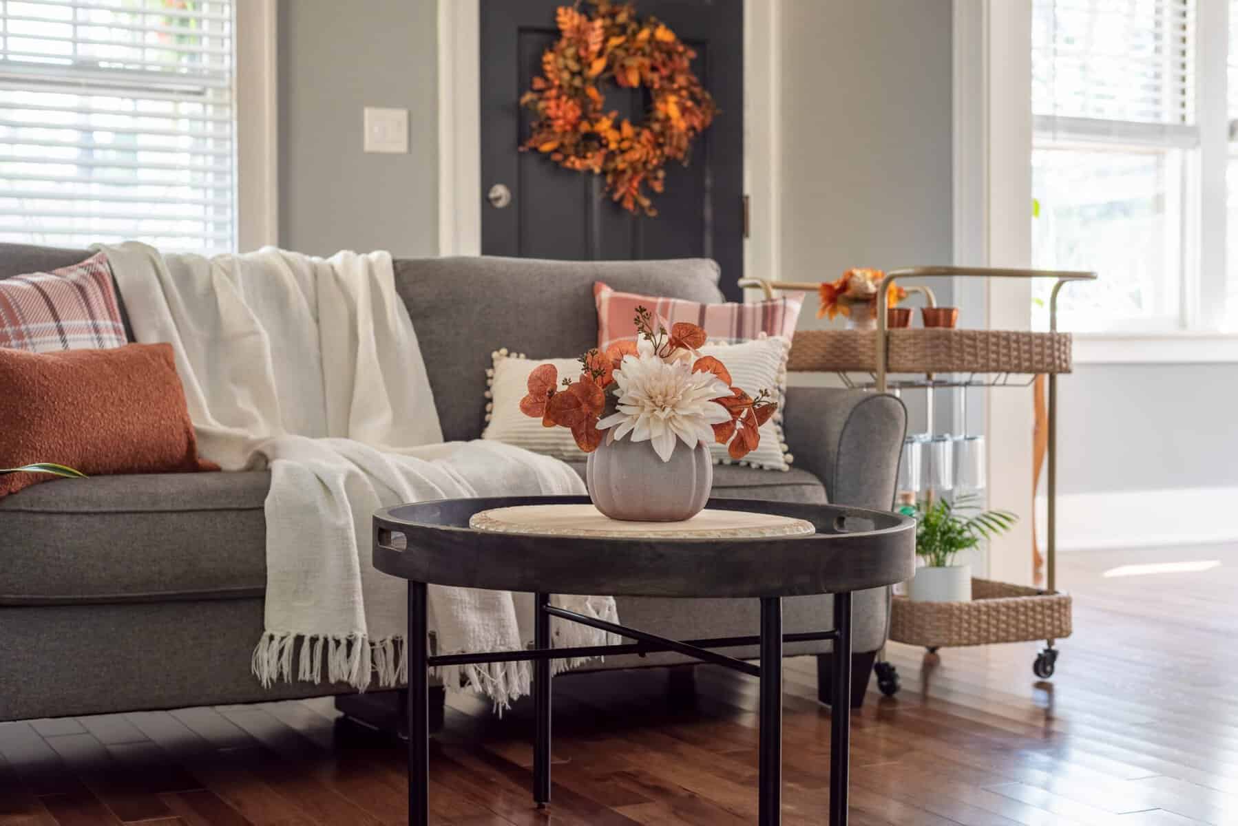 Bar cart in a home.