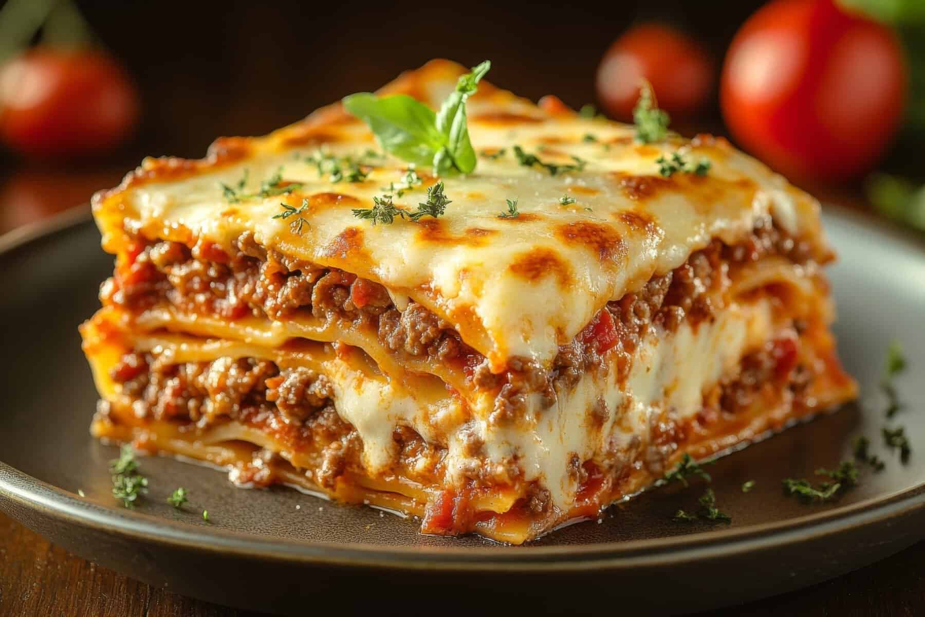 A plate of delicious homemade lasagna.