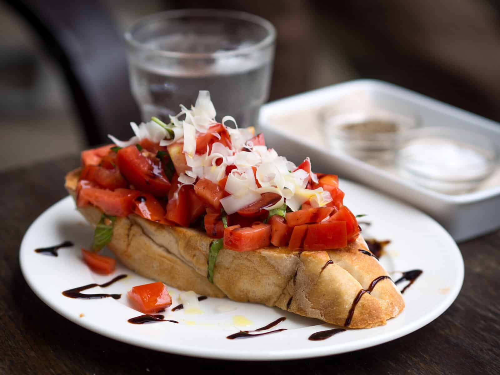 A plate of Bruschetta.