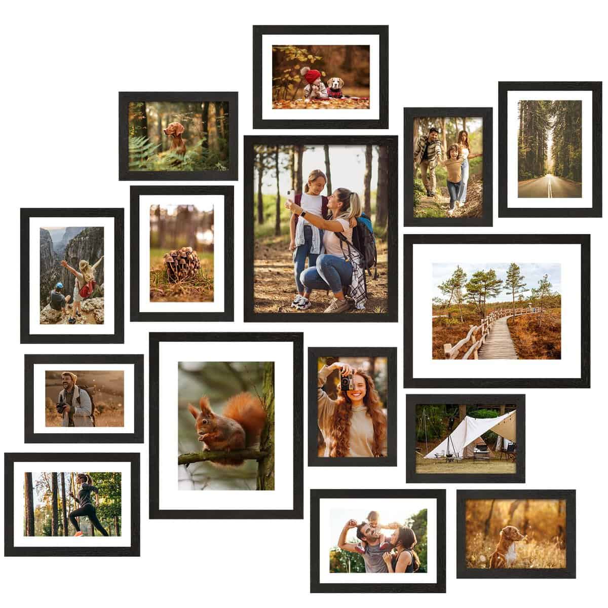 Picture frames on a wall.