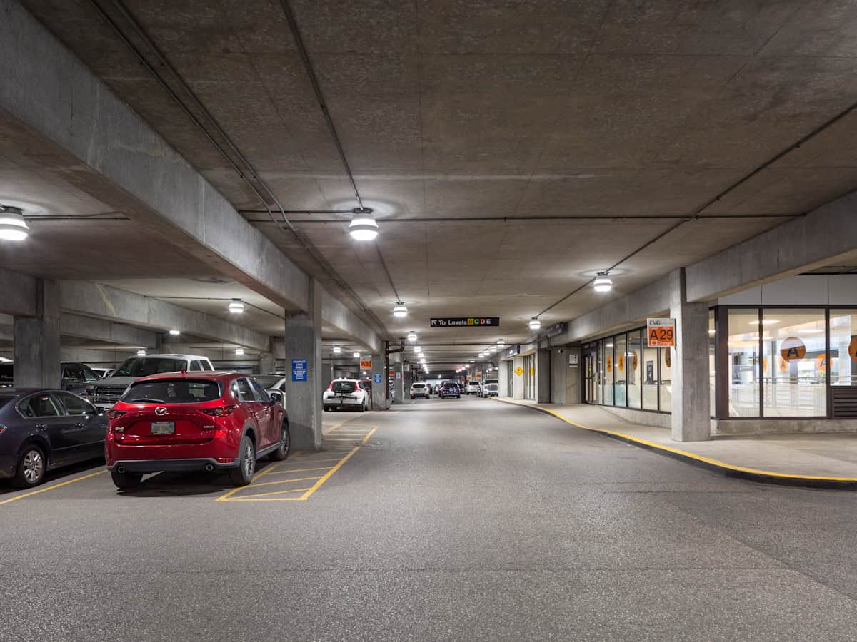 An airport parking garage.