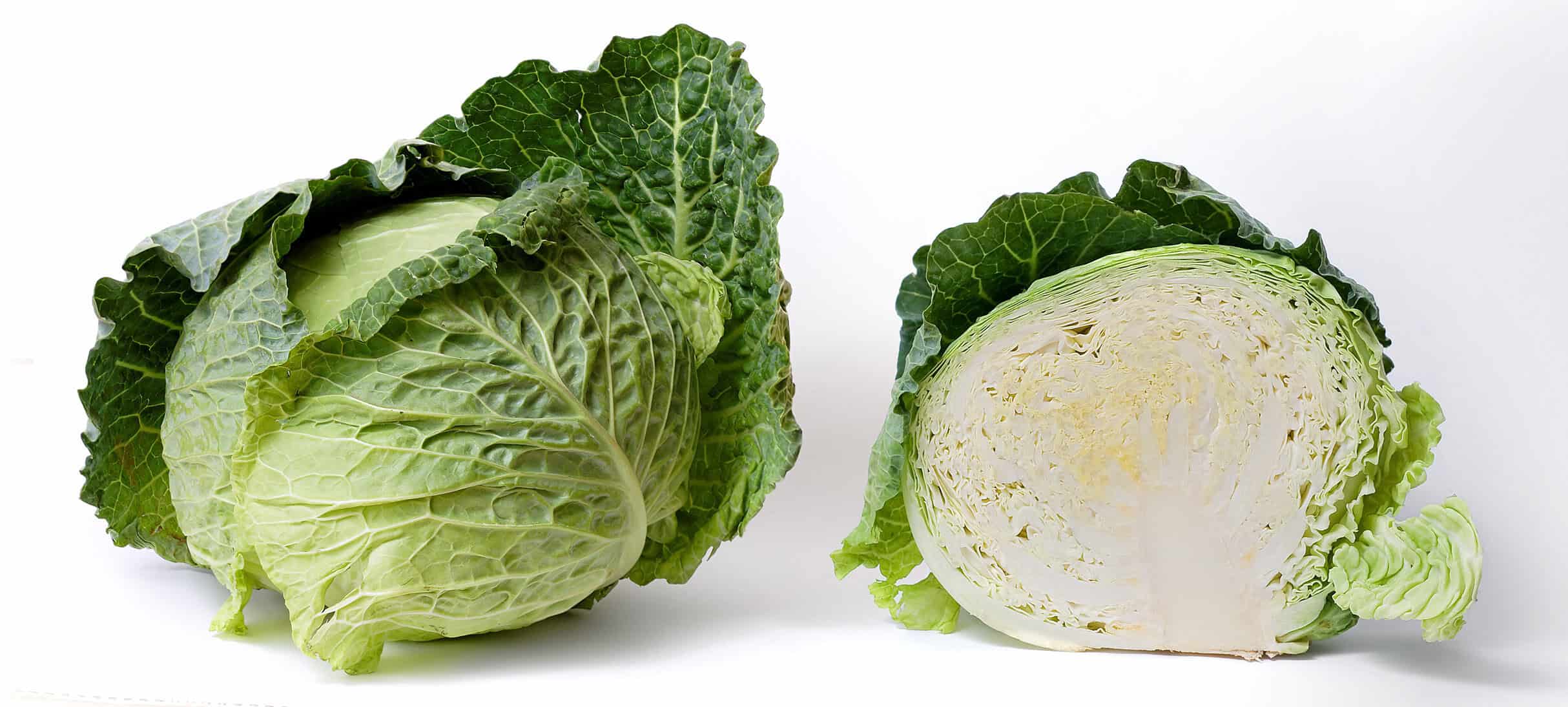 A cabbage cut in half.