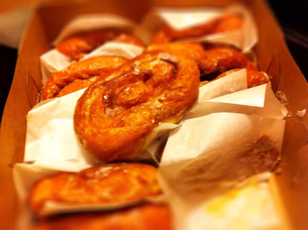Honey buns fresh out of the oven.