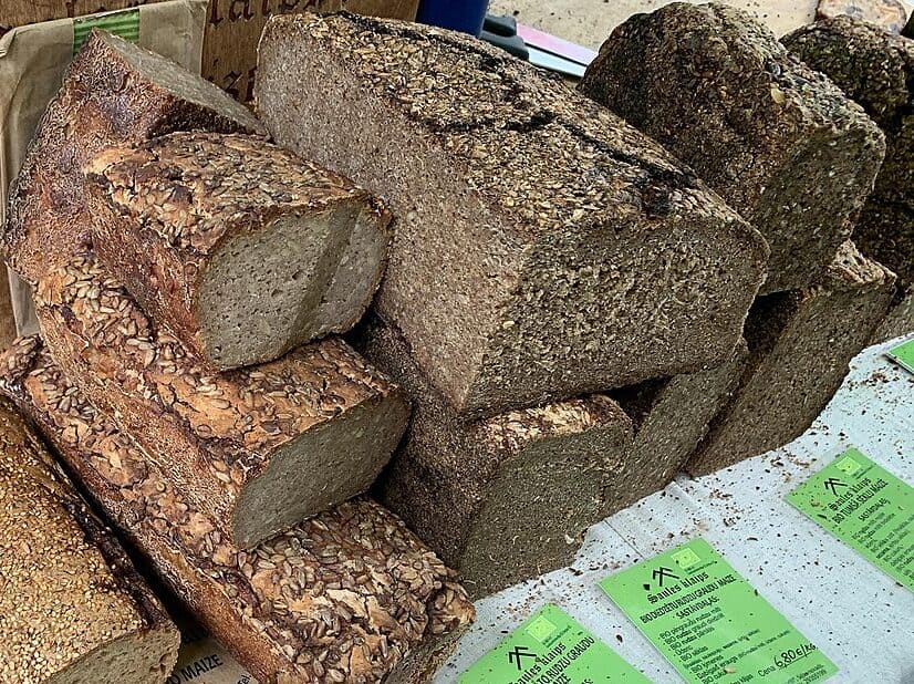 Rye bread at a market.
