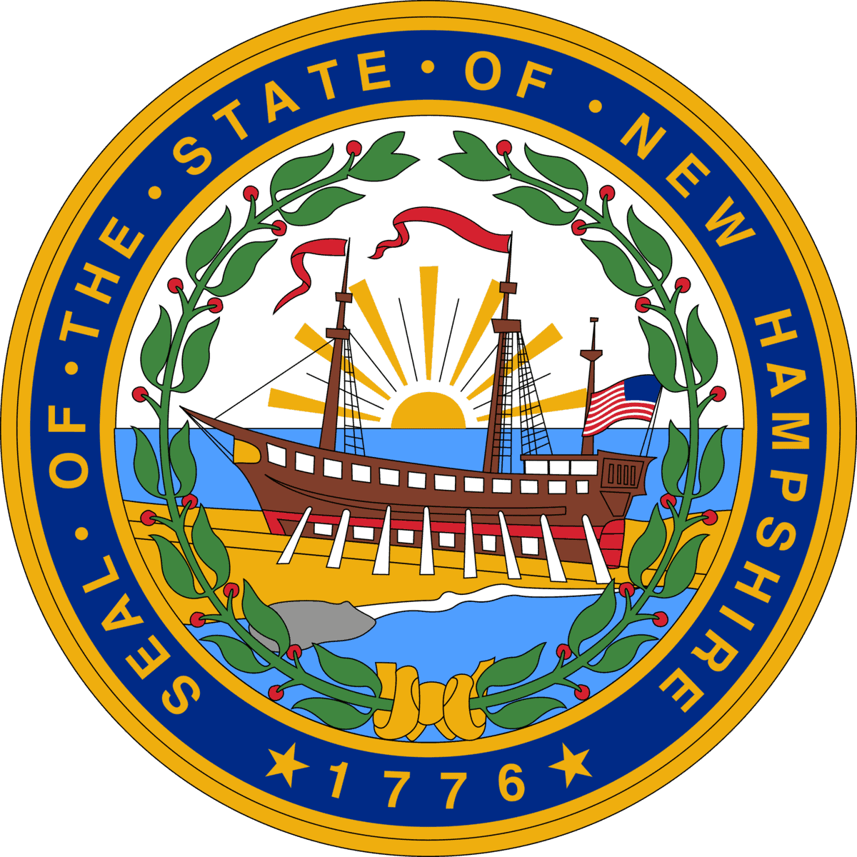 Seal of the state of New Hampshire.