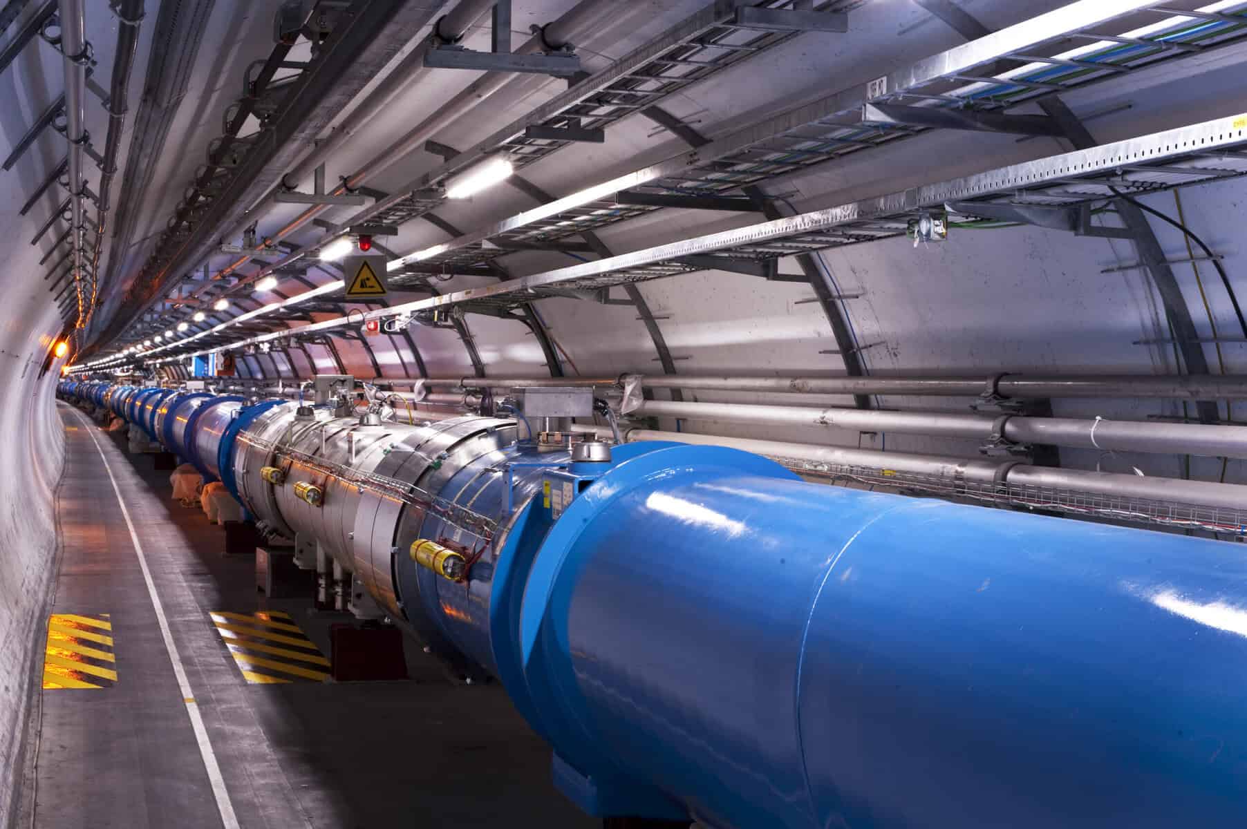 A view of the Large Hadron Collider tunnel.