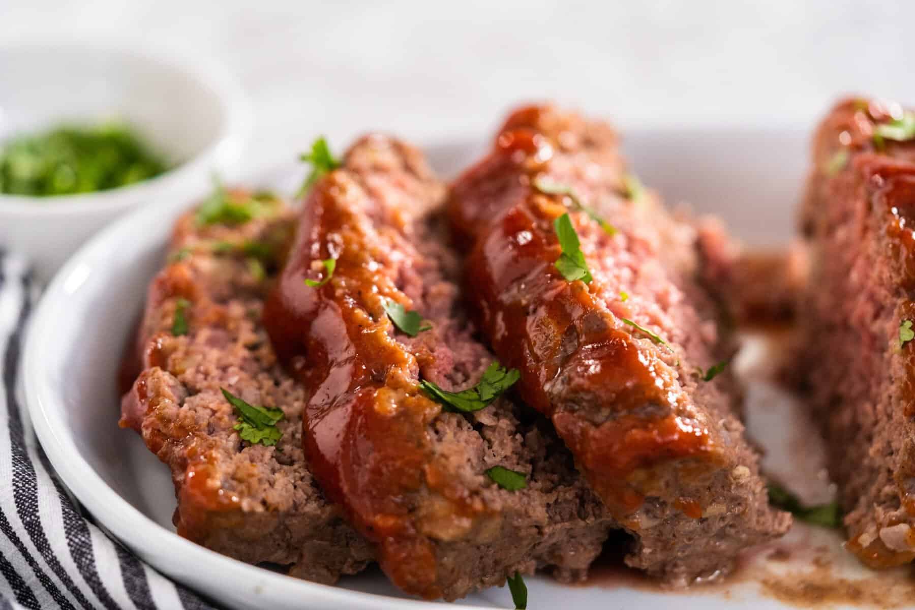 A plate of meatloaf.