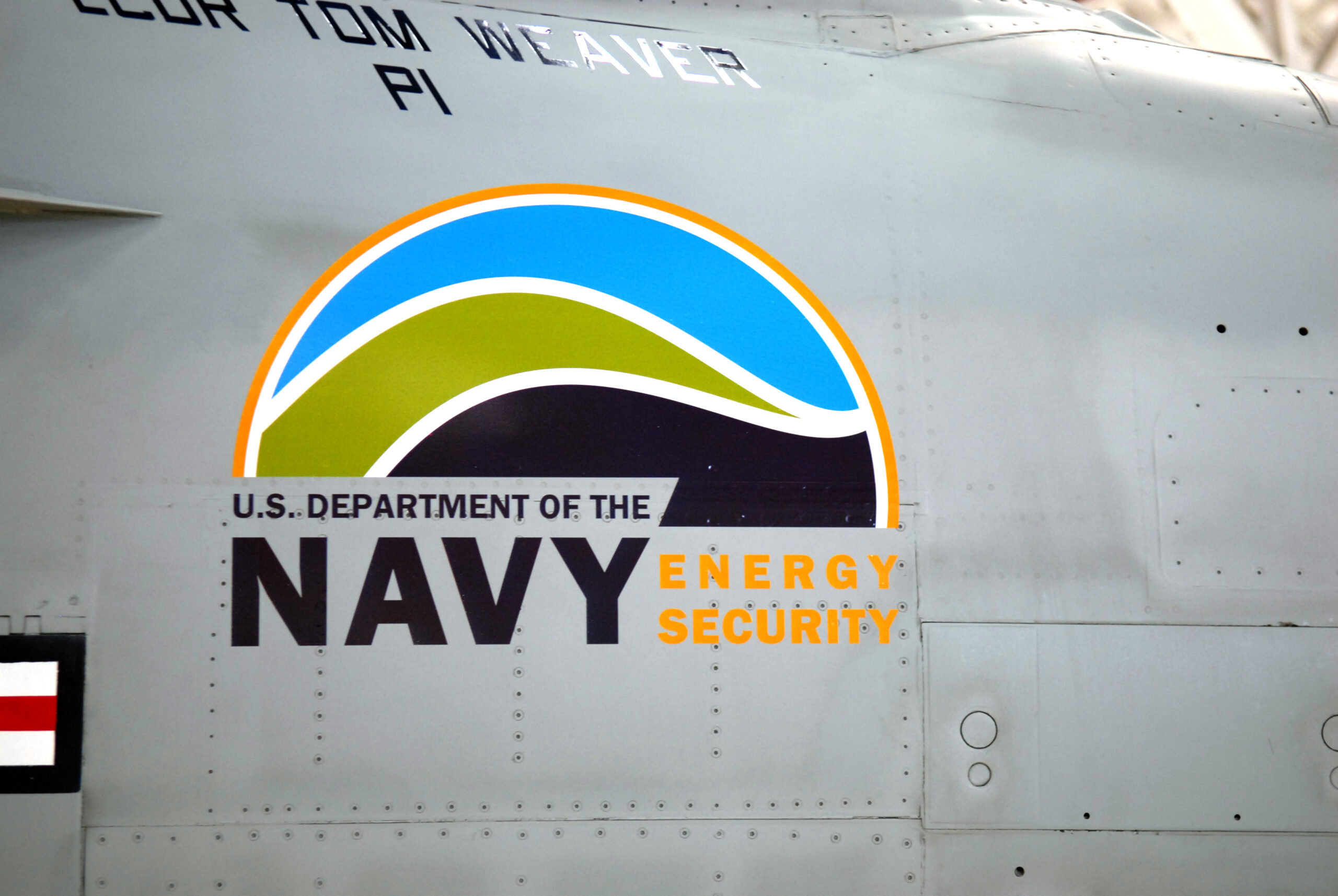 U.S. Navy plane displaying an "Energy Security" logo.