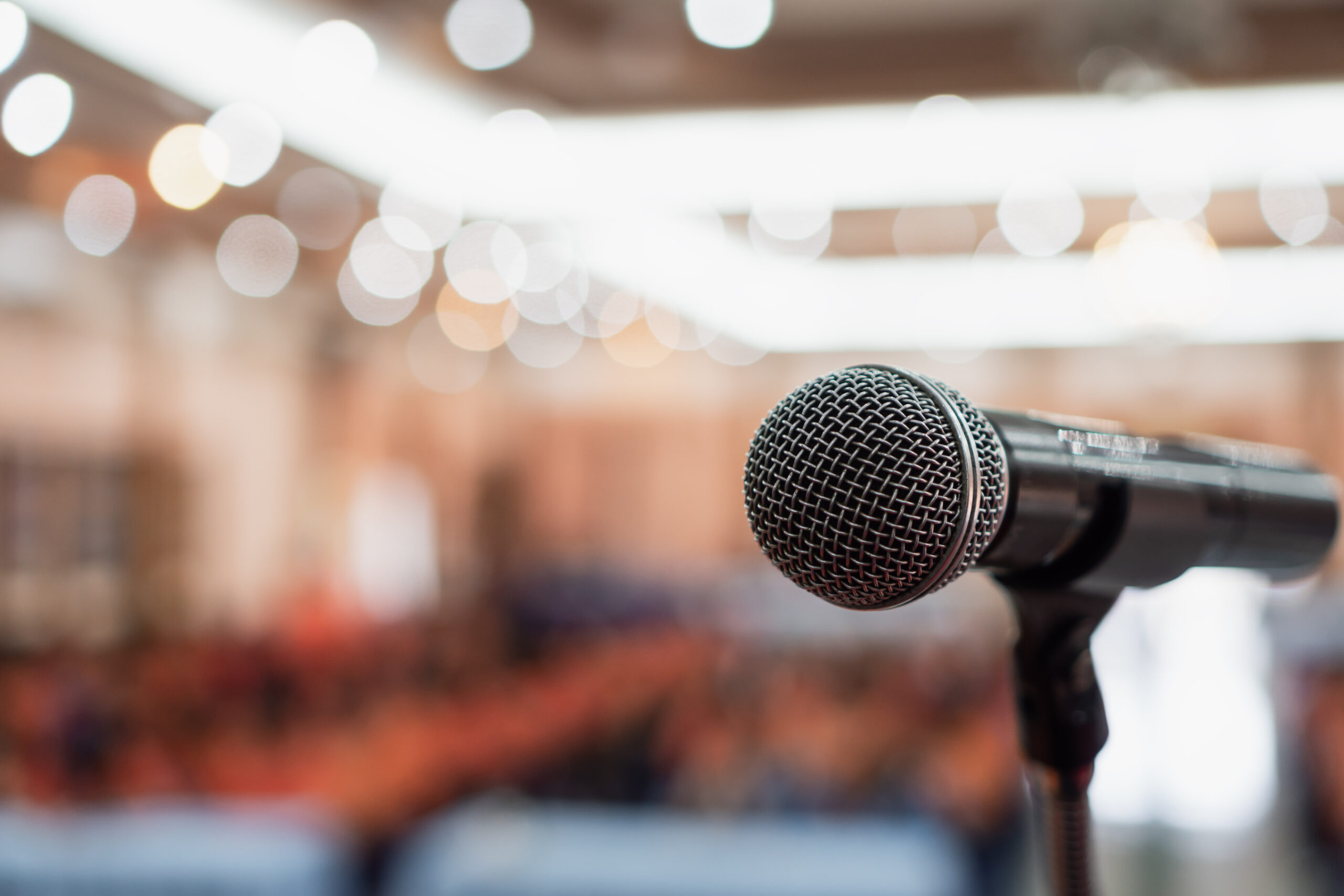 A microphone ready for a speech.