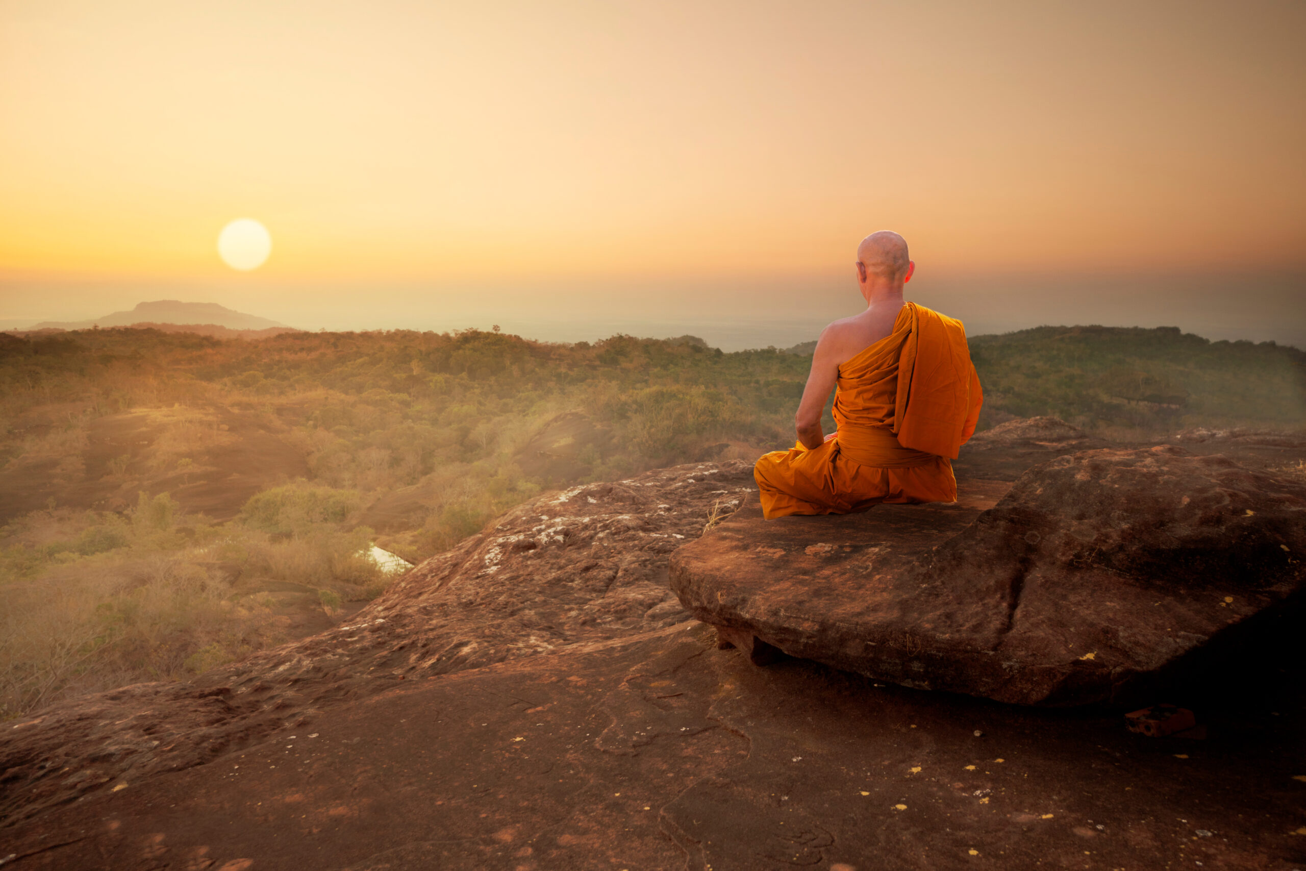 Buddhist monk in meditatation.