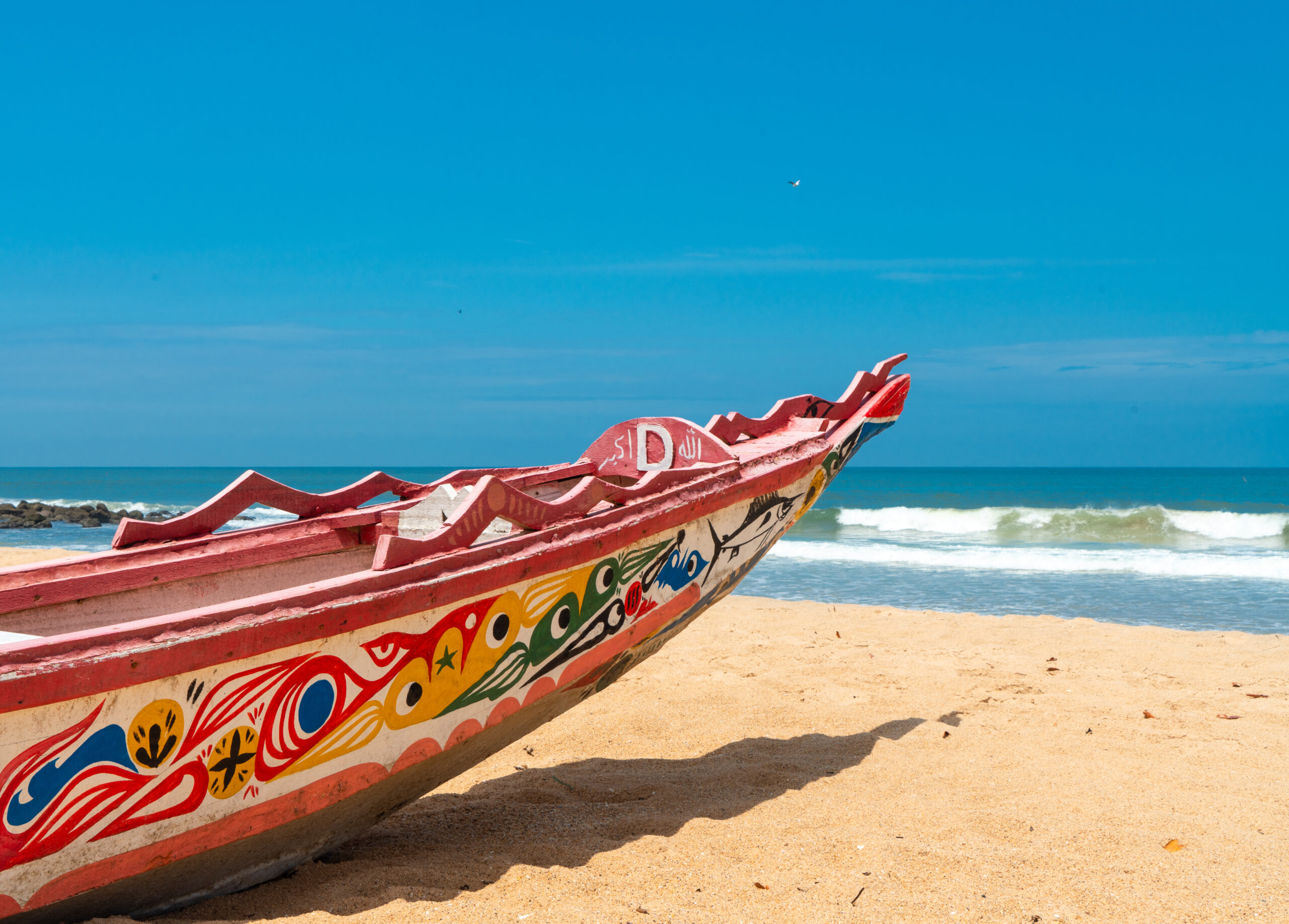 Boats on the water in Somone, Senegal.