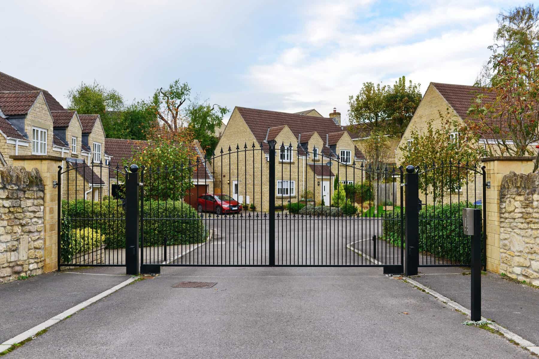 Driveway in an upscale gated community. 
