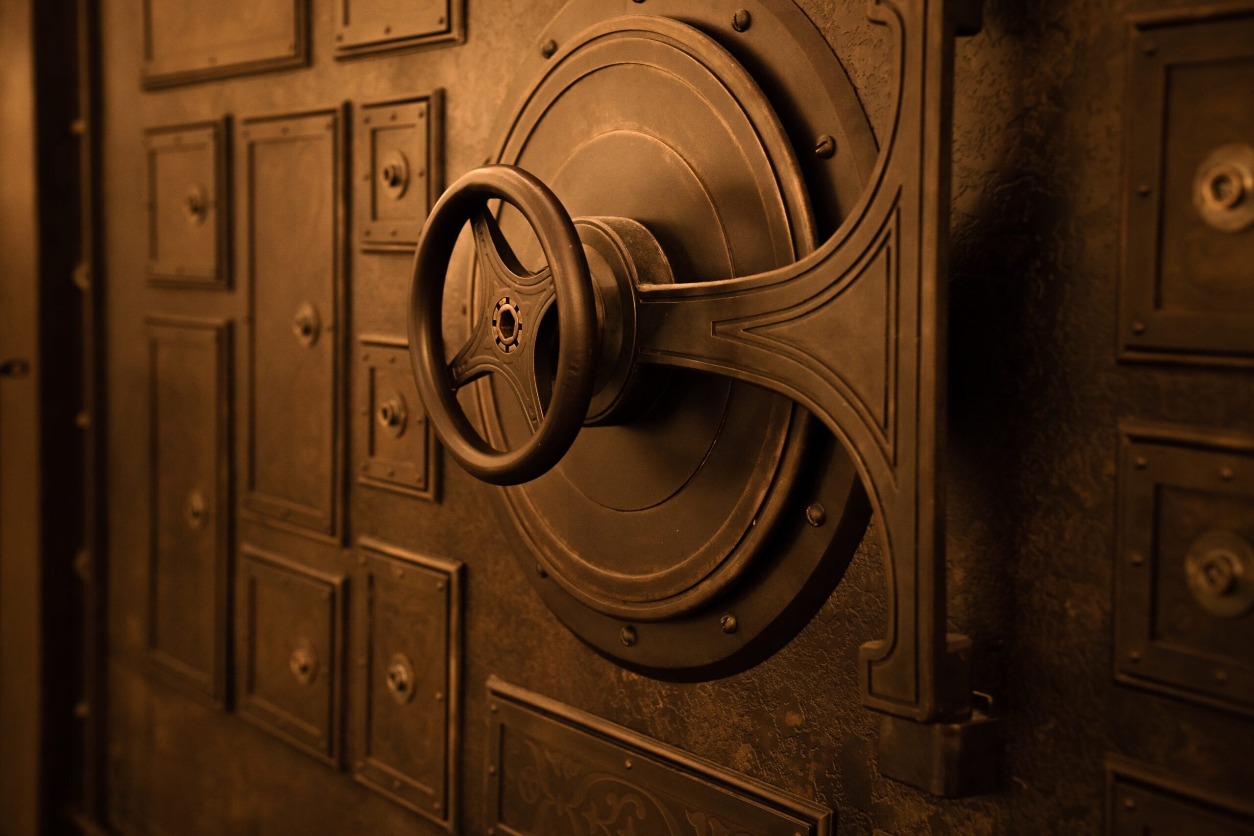 The door of an old bank vault.
