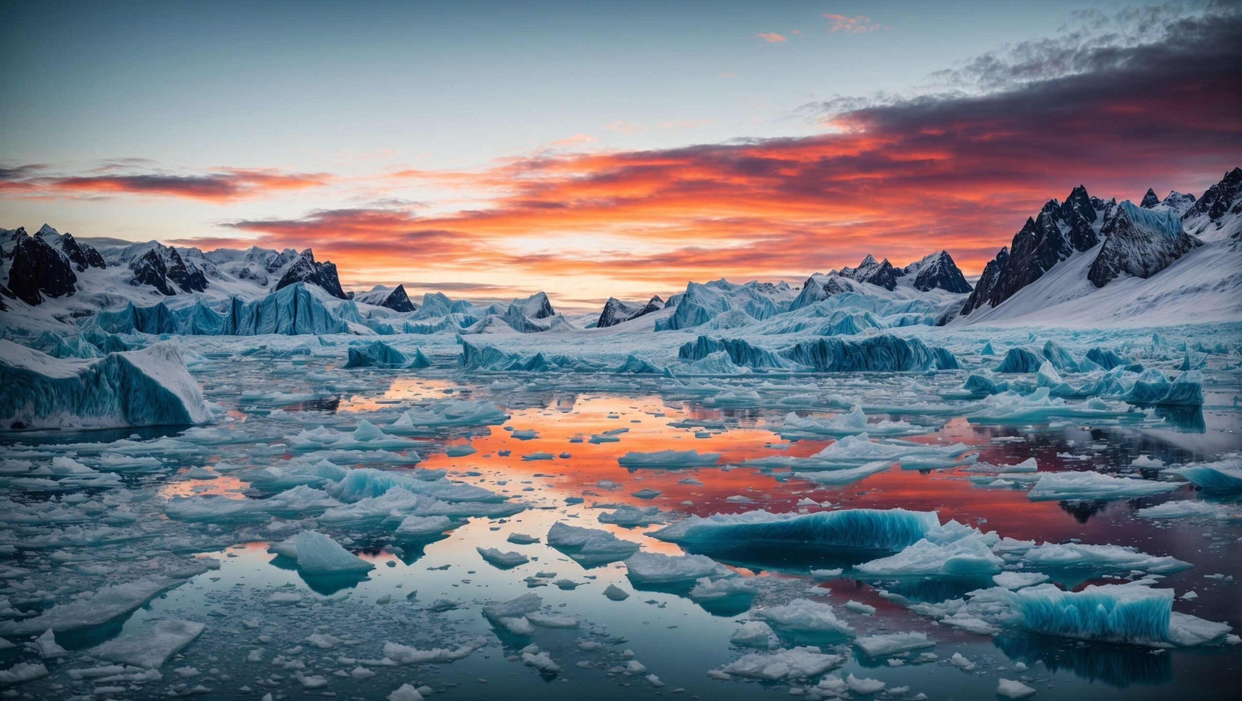 Stark image of melting ice cap.