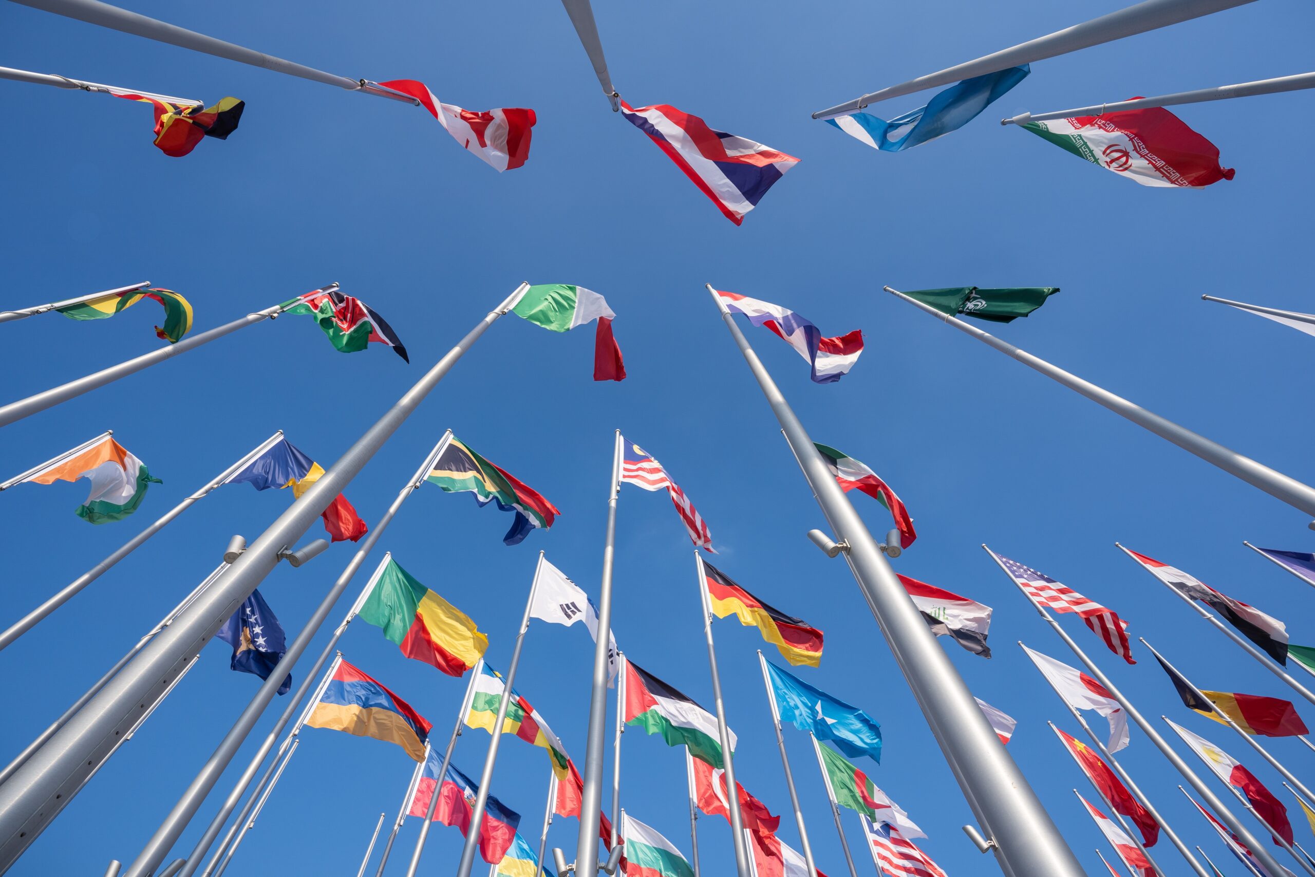 The flags of the United Nations.
