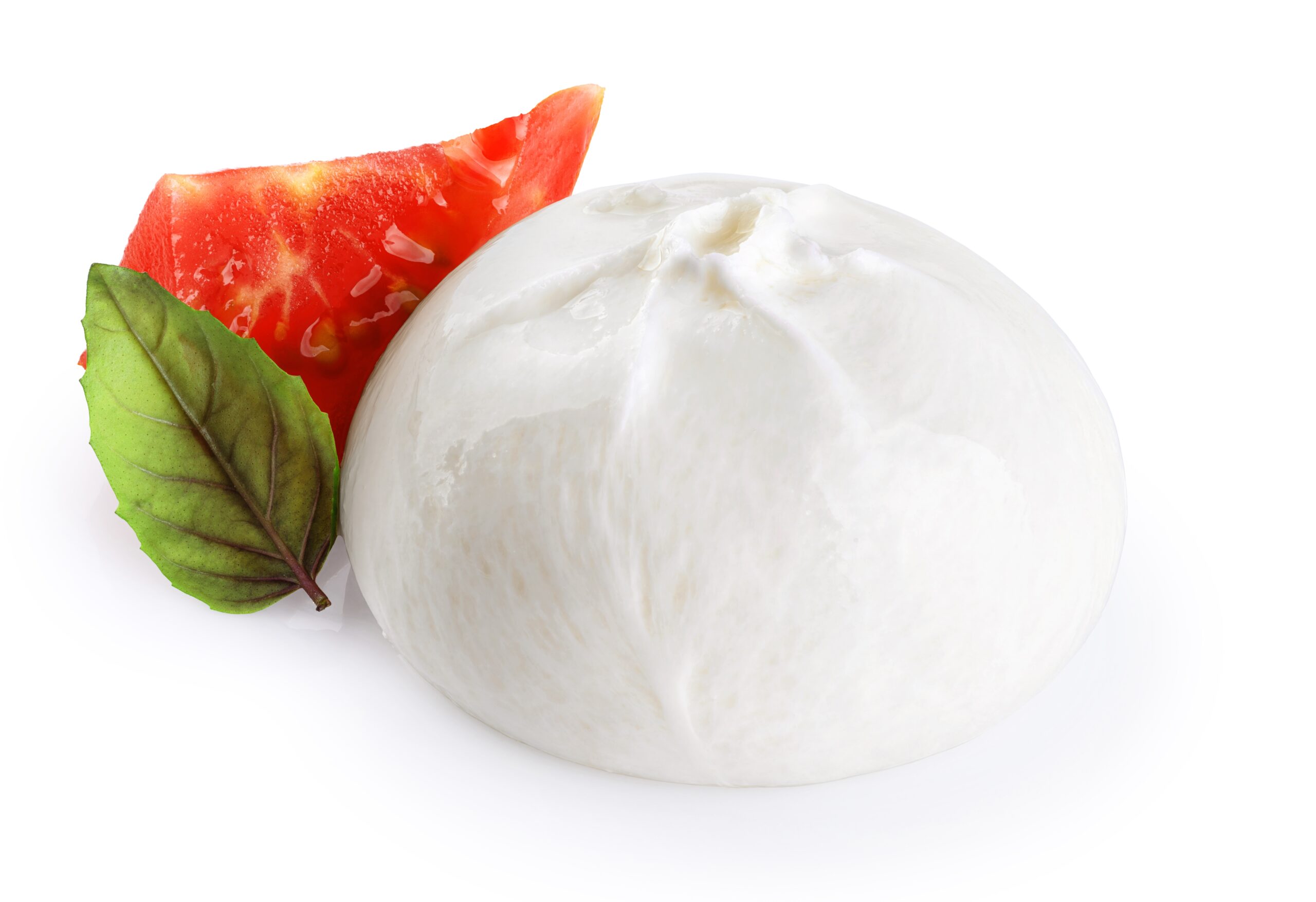 Burrata cheese with basil.