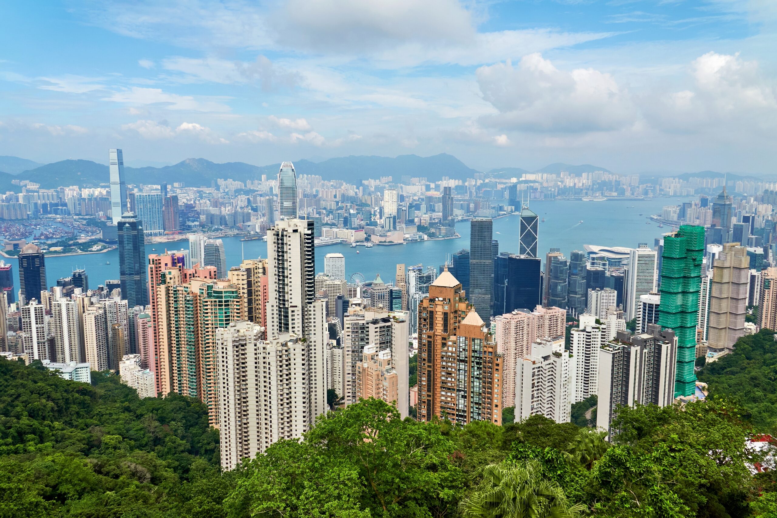 The Beautiful Skyline Of Hong Kong From The Peak.
