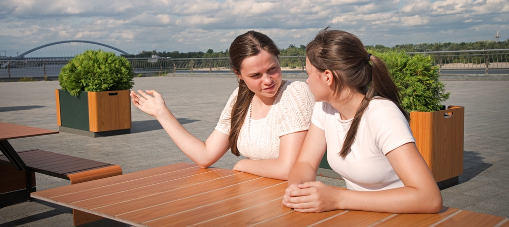 Young women having a conversation