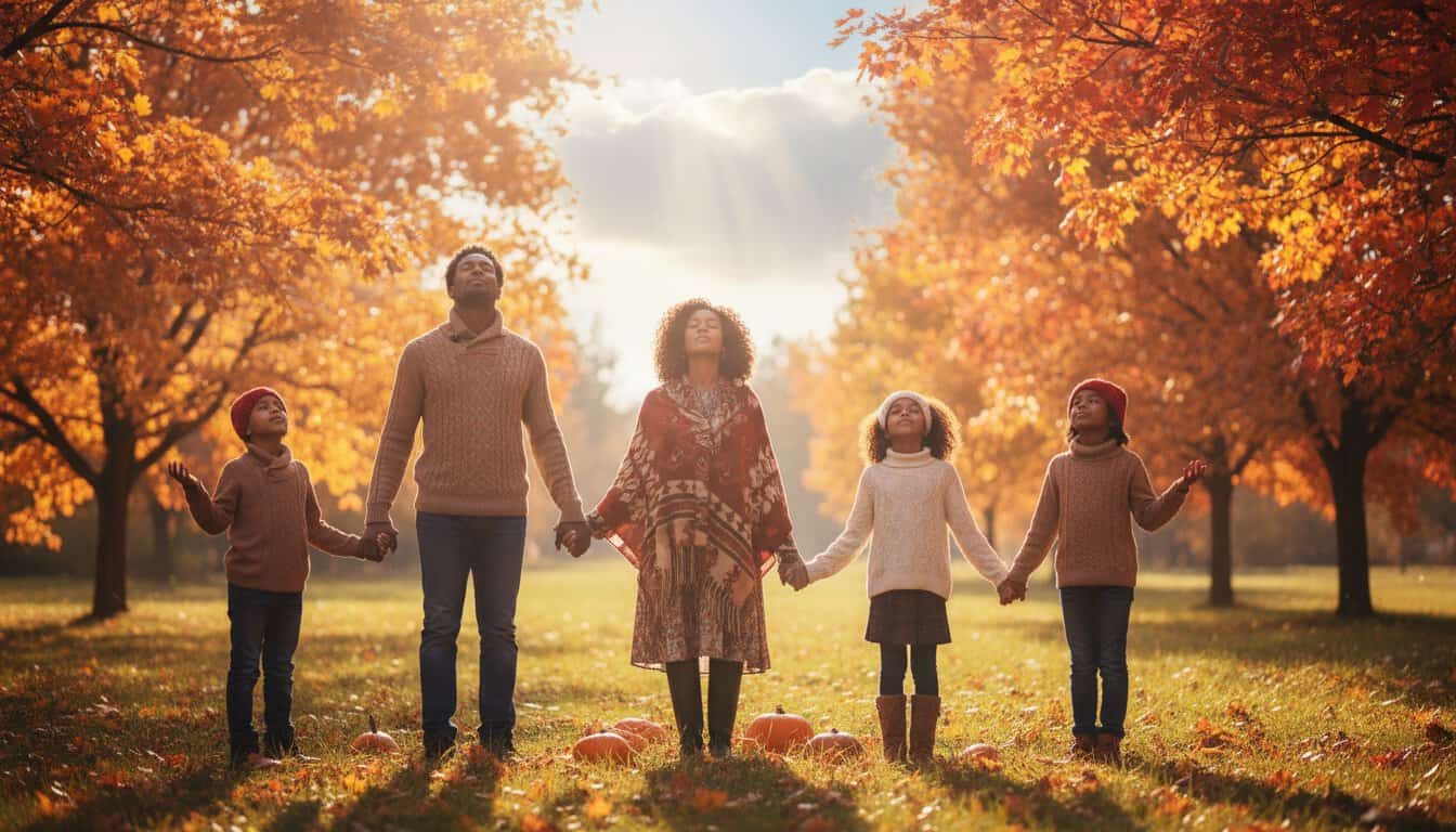 Paranormal image of family looking to the heavens.