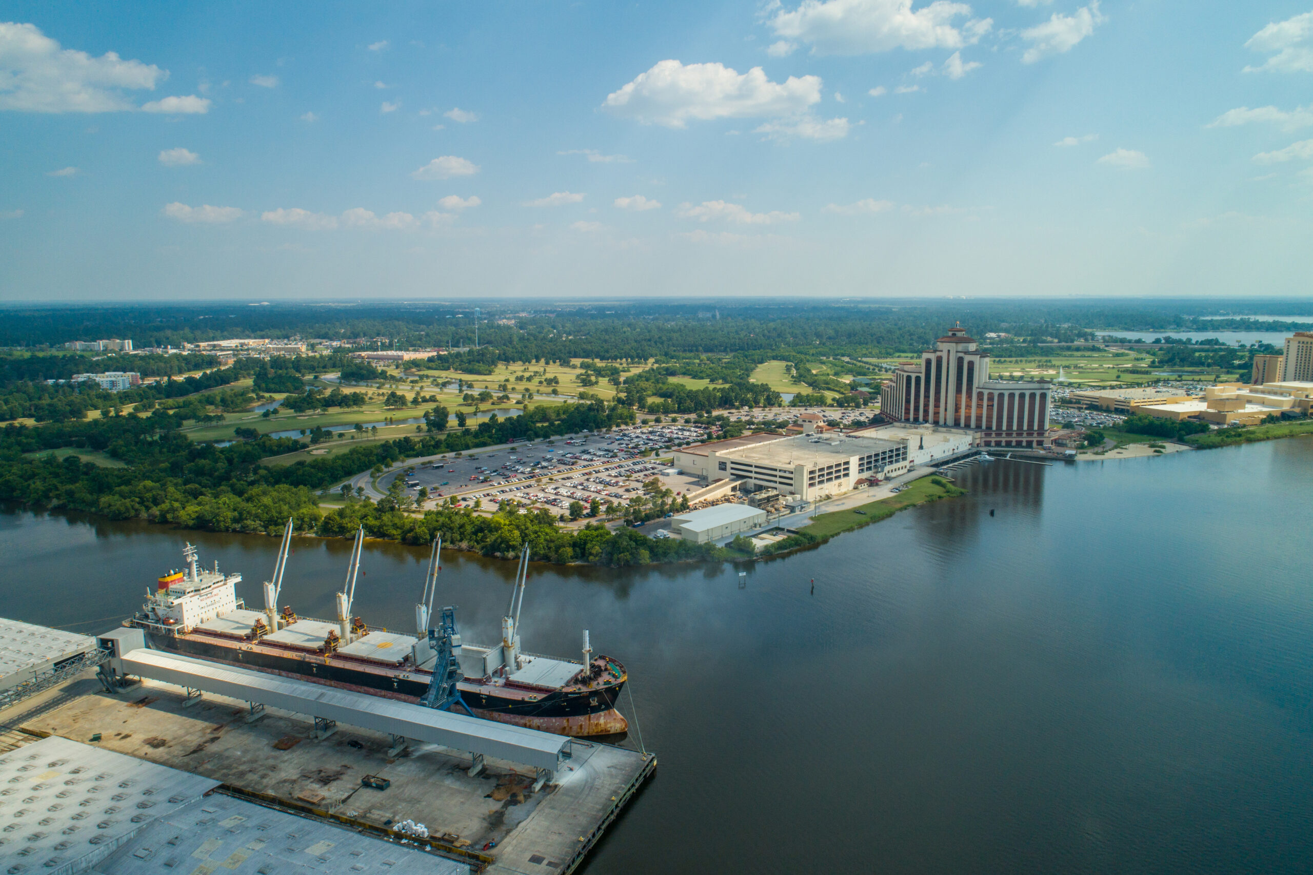Aerial drone image of Lake Charles Louisiana.