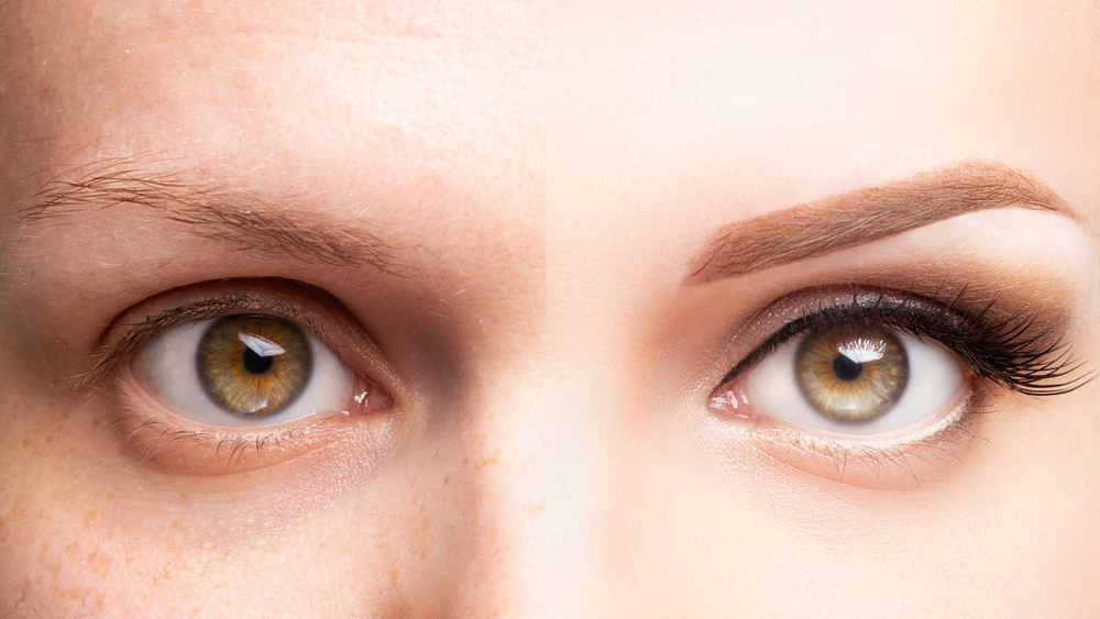 Beauty shot of woman's eyes with groomed brow.