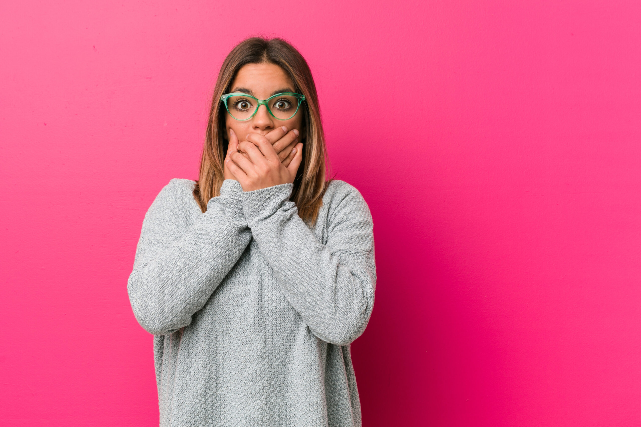 Woman looking shocked or scared