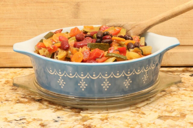 Pyrex vintage dish of casserole.