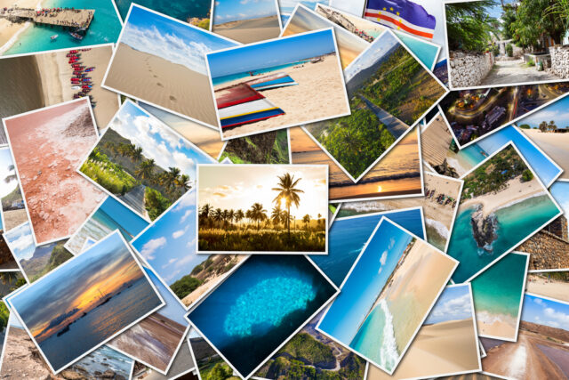 Collection of colorful postcards