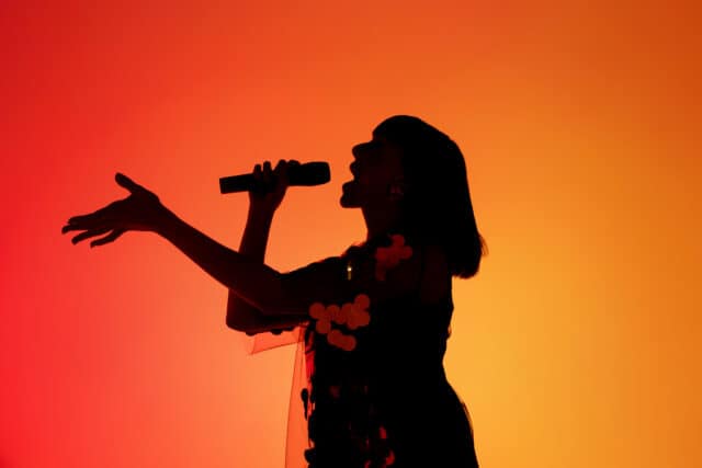 A singer on stage.