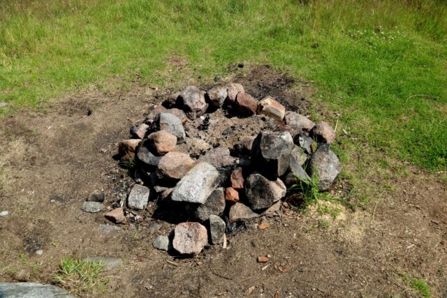Remnants of campfire.