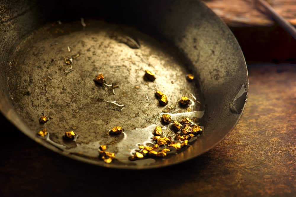 Panning for gold during the Gold Rush.