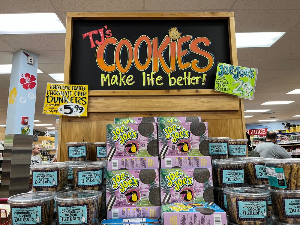 Trader Joe's cookie display.