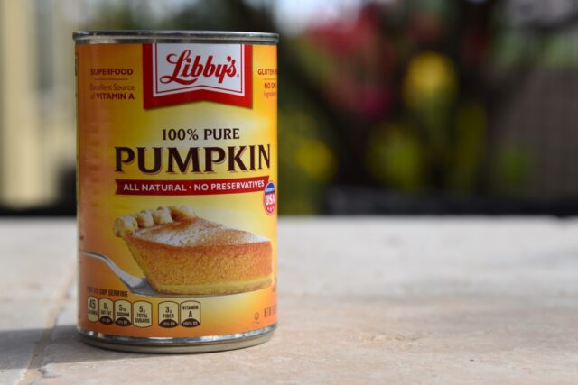 Unopened can of pure pumpkin.