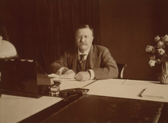 President Theodore Roosevelt at his desk 1907.