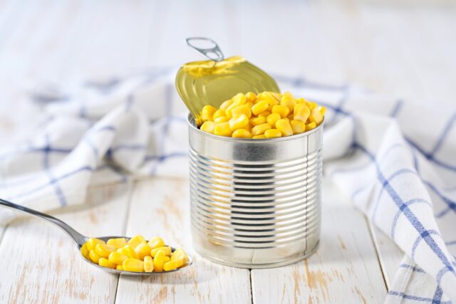 Open can of sweet corn.