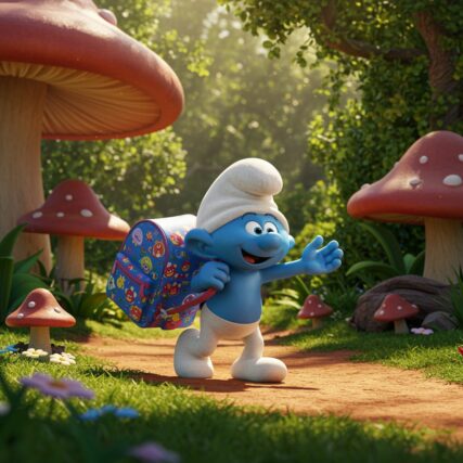 The Smurfs- Smurf with backpack in Smurf village