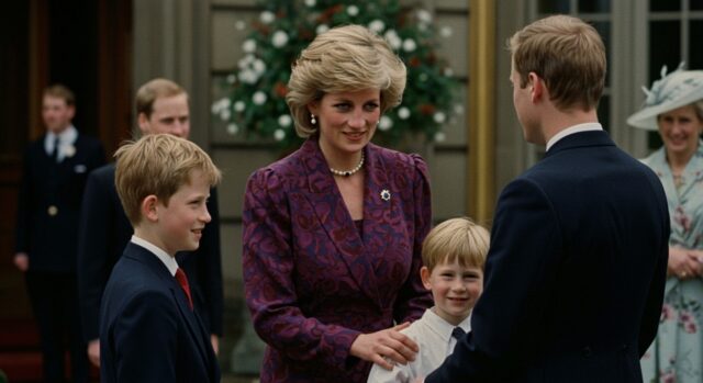 Princess Diana with her children William and Harry.