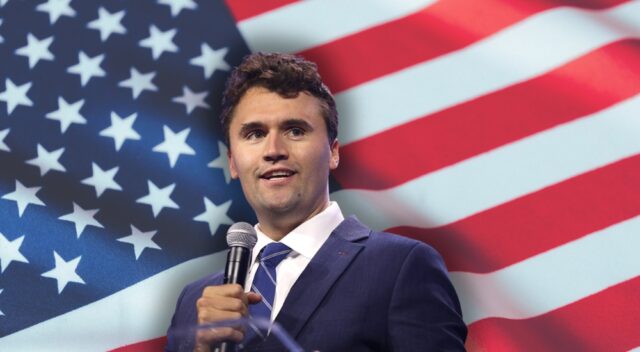 Charlie Kirk with American flag 